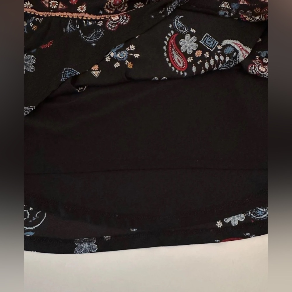 Style & Co. Navy Long Sleeve Boho Blouse with Paisley Pattern & Tassels Small - Picture 10 of 10